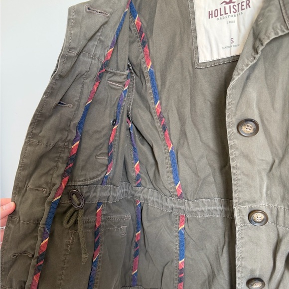 Hollister Olive Utility Jacket Size S Military Style Lightweight Coat - Picture 3 of 9